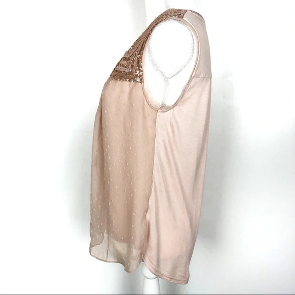 Anthropologie A Common Thread | Blush Sequin Top - Picture 5 of 7